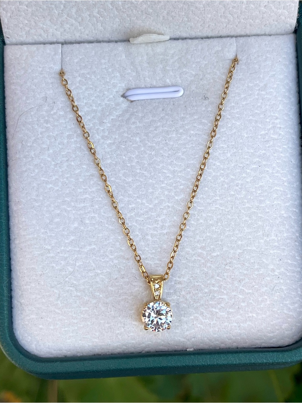 18K Gold Plated Solitaire CZ Pendant Necklace | Dainty Gold Necklace